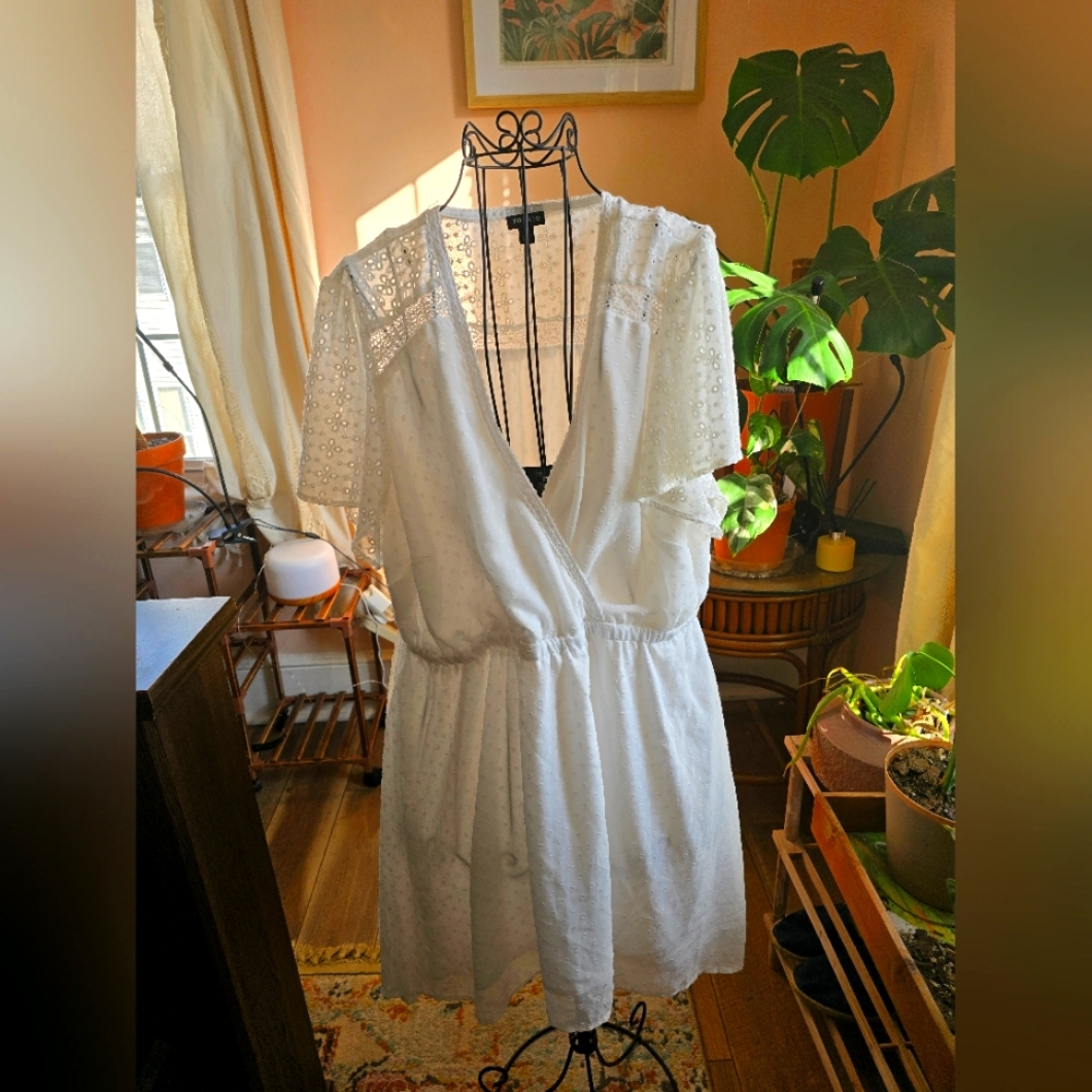 White Dress with Eyelet Accents